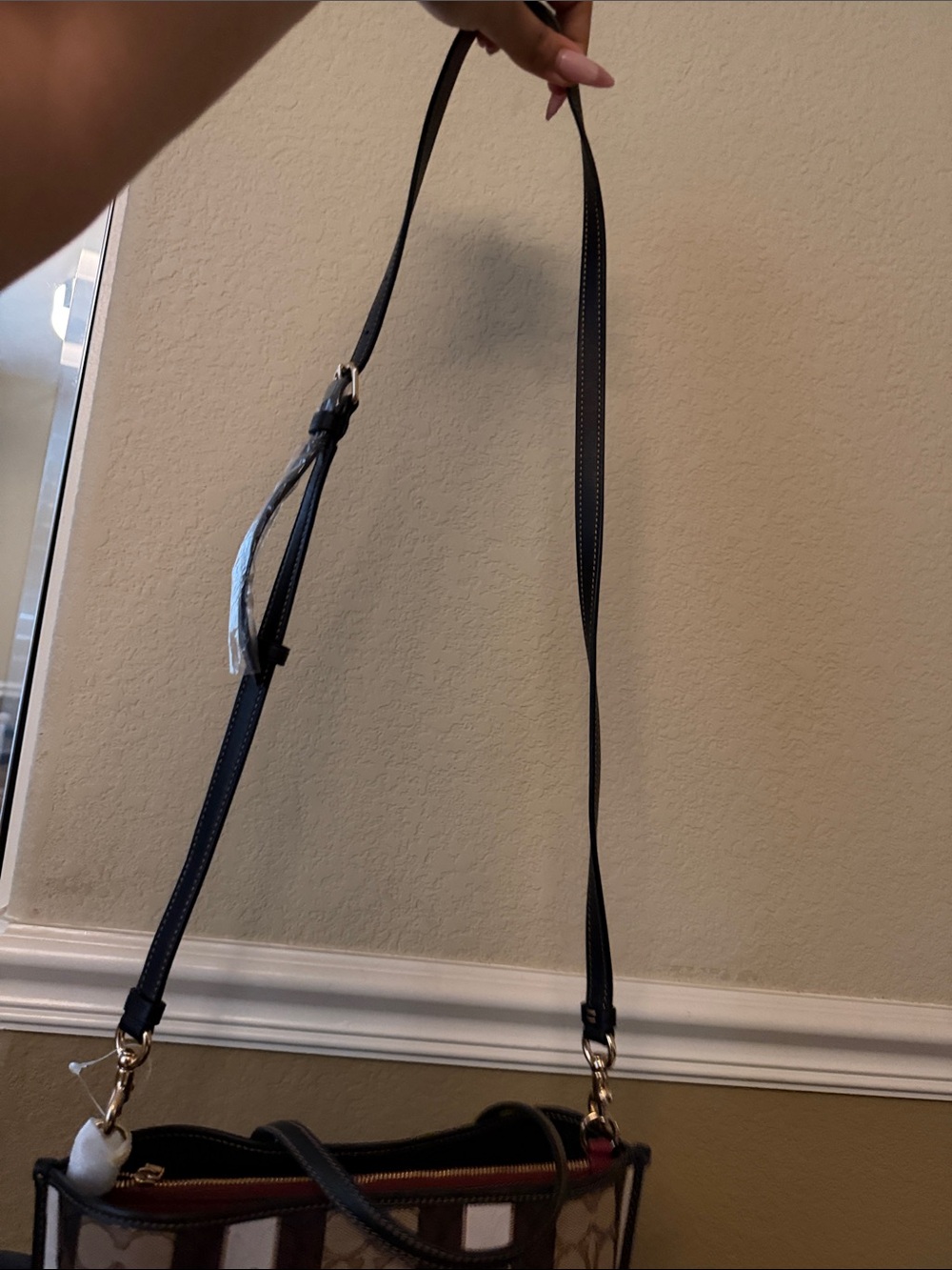 Coach Stripe Signature Tote in Brown and Khaki - Picture 6 of 8
